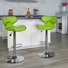 Flash Furniture Contemporary Cozy Mid-Back Green Vinyl Adjustable Height Barstool with Chrome Base-CA117 Fire Retardant Foam