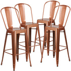 Flash Furniture Commercial Grade 30" High Copper Metal Indoor-Outdoor Barstool with Back-Curved Back with Vertical Slat
