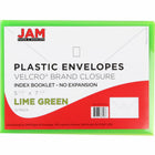 JAM Paper Plastic Envelopes with Hook & Loop Closure - Index Booklet - 5.5" x 7.5" - Lime Green - 12 Pack -Quantity: 12 per pack