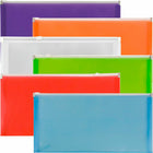 JAM Paper Zip #10 Booklet Envelopes - 5" x 10" - Assorted Colours - 6 Pack -Plastic Envelopes with Zipper Closure , Colours: Red, Lime Green, Clear, Orange, Blue, and Purple