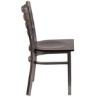 Flash Furniture HERCULES Series Clear Coated Ladder Back Metal Restaurant Chair - Walnut Wood Seat - 2 Pack-Walnut Finished Wood Seat