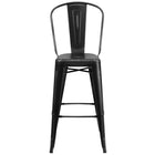 Flash Furniture 30" High Distressed Black Metal Indoor-Outdoor Barstool with Back-Drain Holes in Seat