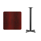 Flash Furniture 30" Square Mahogany Laminate Table Top with 22" x 22" Bar Height Table Base-Mahogany Laminate Top