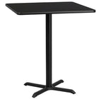 Flash Furniture 36'' Square Laminate Table Top, Black with 30'' x 30'' Bar-Height Table Base (XUBK3636T3030B)-Bar Height Hospitality Table