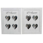 Cathay Importers "L'Amour" Hearts Collage Wood Photo Frame, 4 Photos 3" x 3" Size, White, 2 Pack-Each frame displays up to 4 of your cherished 3" x 3" photos.