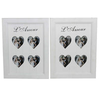 Cathay Importers "L'Amour" Hearts Collage Wood Photo Frame, 4 Photos 3" x 3" Size, White, 2 Pack-Each frame displays up to 4 of your cherished 3" x 3" photos.