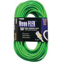 Outdoor Extension Cord High Visibility - Neon Flex-3-CONDUCTOR SJTW, 300 V GROUNDING - EXTRA HEAVY-DUTY