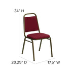 Flash Furniture HERCULES Trapezoidal Back Stacking Banquet Chair in Burgundy Fabric - Gold Vein Frame-CA117 Fire Retardant Foam