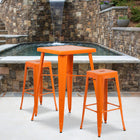 Flash Furniture Commercial Grade 30" High Backless Orange Metal Indoor-Outdoor Barstool with Square Seat-Seat Drain Hole assists in drying