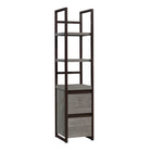Sauder Manhattan Gate 2-Shelf Narrow Bookcase - Mystic Oak-Two file drawers with full extension slides hold letter-size hanging files