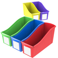Storex Large Book Bin - Assorted Colours - 30 Pack-The large bins are designed for deeper 15" shelves and desktops.