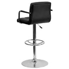 Flash Furniture Contemporary Black Quilted Vinyl Adjustable Height Barstool with Arms & Chrome Base-Quilted Design Covering