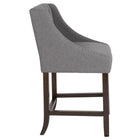Flash Furniture Carmel Series 24" High Transitional Tufted Walnut Counter Height Stool with Accent Nail Trim - Dark Grey Fabric-Dark Grey Fabric Upholstery