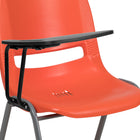 Flash Furniture Ergonomic Shell Chair with Right Handed Flip-Up Tablet Arm - Orange - 5 Pack-Ergonomically Contoured Design with Orange Plastic Back and Seat