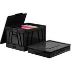 Storex Folding Storage Cube with Lid - Black - 4 Pack-Holds up to 35 lbs., 9.25 gallon capacity