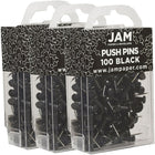JAM Paper Push Pins, Black Pushpins, 3 Packs of 100, 300 Total (222419046g)-Black