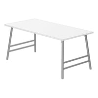 Monarch Specialties 3790 Coffee Table - 40"L/White/Silver Metal-MODERN STYLE - Bring retro flair to your living room with this cocktail table, featuring a white laminate finish and a striking angled leg base.