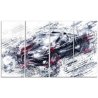 Designart Red and Black Super Car, 4 Piece Gallery-Wrapped Canvas, (PT2643-271)-Print