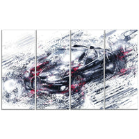 Designart Red and Black Super Car, 4 Piece Gallery-Wrapped Canvas, (PT2643-271)-Print