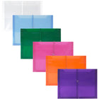 JAM Paper Plastic Envelopes with Elastic Band - 9.75" x 11.75" - Assorted Colours - 6 Pack -Colours: Blue, Clear, Green, Pink, Orange, Purple