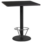 Flash Furniture Laminate 36" Square Round Base Table, Black (XUBK3636TR24B4F)-Bar height hospitality table