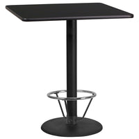 Flash Furniture Laminate 36" Square Round Base Table, Black (XUBK3636TR24B4F)-Bar height hospitality table