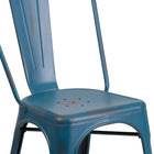 Flash Furniture Distressed Antique Blue Metal Indoor-Outdoor Stackable Chair-Drain Holes in Seat