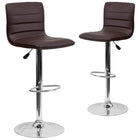 Flash Furniture Contemporary Brown Vinyl Adjustable Height Barstool with Horizontal Stitch Back & Chrome Base - 2 Pack-Set of 2 Contemporary Style Stools