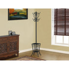Monarch Specialties 2060 Coat Rack with Umbrella Holder - Black Metal-Dimensions: 16"L x 16"W x 71"H