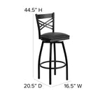 Flash Furniture HERCULES Series Black "X" Back Swivel Metal Barstool - Black-16 Gauge Steel Frame