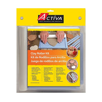 Activa Clay Roller Kit-Kit includes: (1) 10" x 1.5" roller, (1) Rolling board, (8) Rails for thicknesses of 1/16", 1/8", 3/16", 1/4"