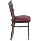 Flash Furniture HERCULES Series Clear Coated Ladder Back Metal Restaurant Chair - Burgundy Vinyl Seat-Ladder Back Design