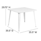 Flash Furniture 35.5" Square White Metal Indoor-Outdoor Table-White Powder Coat Finish