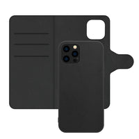 AXS LUXFolio+ Magnetic Vegan Leather Folio Case for Apple iPhone 12/12 Pro - Black-Detachable wallet case made with premium vegan leather