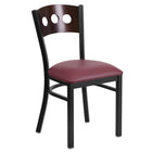 Flash Furniture HERCULES Series Black 3 Circle Back Metal Restaurant Chair - Walnut Wood Back & Burgundy Vinyl Seat-500 lb. Weight Capacity