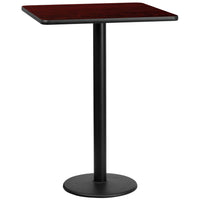 Flash Furniture 30"L Laminate Square Table Top with 18''W x 42"H Round Bar Height Table Base, Mahogany (XUMA3030TR18B)-Bar Height Hospitality Table
