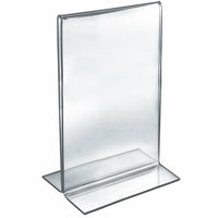 Azar Displays 14" x 8.5" Vertical Double Sided Stand Up Acrylic Sign Holder, Clear, 10 Pack (152706)-Stand up sign holder is perfect for tabletop displays, restaurant table displays, and hotel concierge desks