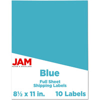 JAM Paper Full Page Sticker Paper Shipping Labels - 8-1/2" x 11" - Blue - 10 Pack -English only packaging