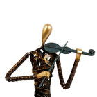 Truu Design Antique Iron Sitting Violin Player Sculpture, 15.5 inches, Brown-15.5" Tall