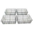 Cathay Importers Wire Rectangle Basket, Black, 4 Pack (EC-10-2324)-Provides ample storage space for magazines, papers, linens, towels, multimedia devices and other household essentials