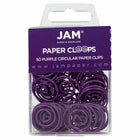 JAM Paper Colored Circular Paper Clips - Purple - 2 Packs of 50-Color: Purple