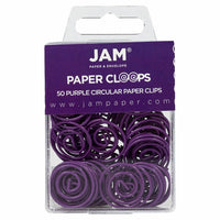 JAM Paper Colored Circular Paper Clips - Purple - 2 Packs of 50-Color: Purple