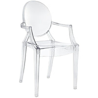 Plata Import Ghost Transparent Chair With Arms, Clear Finish (PC-099-CLEAR)-Dining Chair