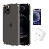 AXS Starter Kit bundle - Ultra Clear Case, Screen Protector and 20w Charger for iPhone 12/12 Pro-Drop-tested, scratch resistant phone case with shock absorbing air pockets