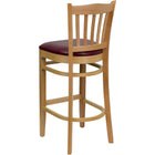 Flash Furniture HERCULES Series Vertical Slat Back Natural Wood Restaurant Barstool - Burgundy Vinyl Seat-Burgundy Vinyl Upholstered Seat