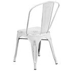 Flash Furniture Distressed Metal Indoor-Outdoor Stackable Chair - White-Curved Back with Vertical Slat