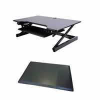 Rocelco 40" Deluxe Adjustable Sit/Stand Keyboard Desk Riser with Anti Fatigue Mat - Black-DADR40 does not require assembly