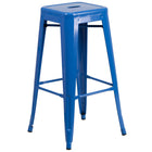 Flash Furniture 30" High Backless Blue Metal Indoor-Outdoor Barstool with Square Seat-Stackable Industrial Style Modern Stool
