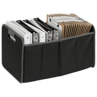 Merangue Collapsible File Storage Bin - Double Compartment - Black-Folds flat for easy storage when not in use
