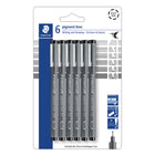 Staedtler Pigment Liners - Black - 6 Pack-Fineliners perfect for writing, sketching and drawing